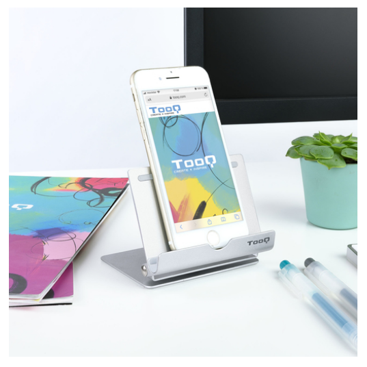 Suporte de Mesa p/ Smartphone (Prateado) - TooQ