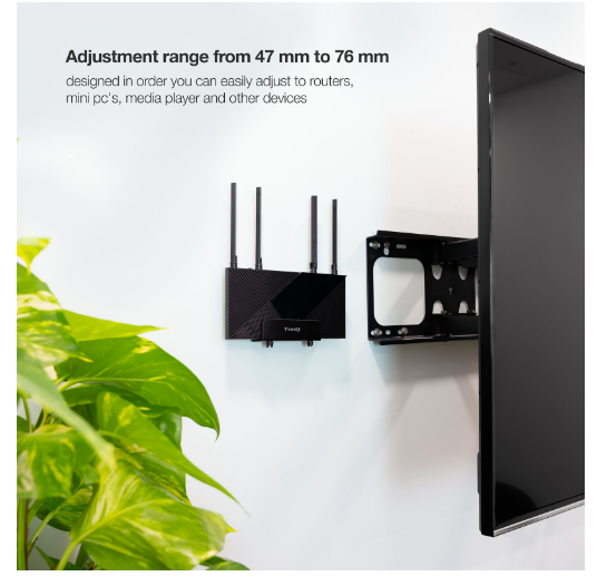 Suporte de Parede Universal p/ Mini PC / Router (Preto) - TOOQ
