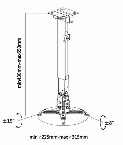 Suporte de Tecto Inox p/ Projetores Branco (até 560 mm) - AISENS