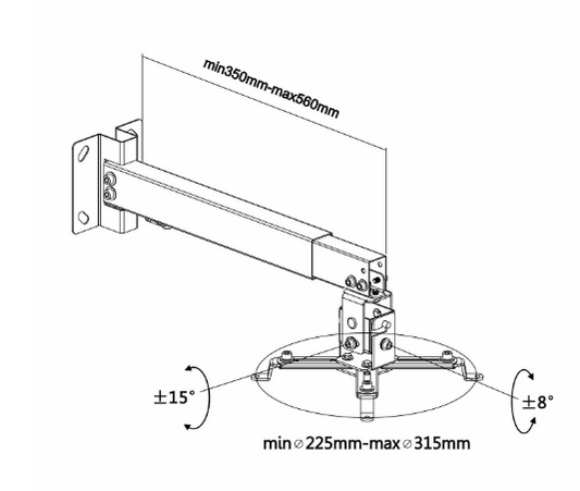 Suporte de Tecto Inox p/ Projetores Branco (até 560 mm) - AISENS