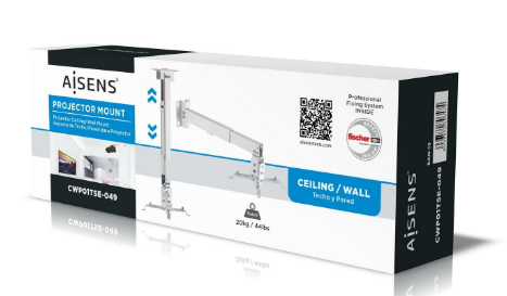 Suporte de Tecto Inox p/ Projetores Branco (até 560 mm) - AISENS