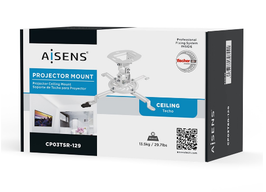 Suporte de Tecto p/ Projetores 13.5Kg (Branco) - AISENS