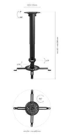 Suporte de Teto p/ Projetor 13.5Kg 360º (Preto) - AISENS