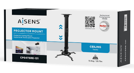 Suporte de Teto p/ Projetor 13.5Kg 360º (Preto) - AISENS