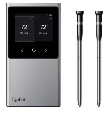 Termómetro Digital Sync Dual c/ Sonda s/ Fios IP67 (Cinzento/Preto) - TYPHUR