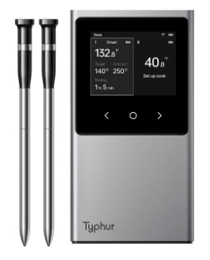 Termómetro Digital Sync Dual c/ Sonda s/ Fios IP67 (Cinzento/Preto) - TYPHUR
