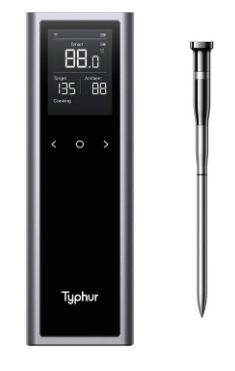 Termómetro Digital Sync One c/ Sonda s/ Fios IPX8 (Cinzento/Preto) - TYPHUR