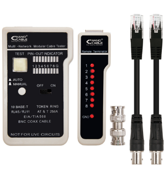 Testador Cabos de Rede RJ11/12/45 e Coaxial - Nanocable