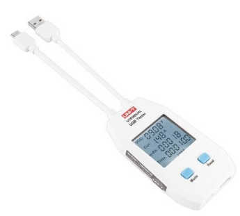 Testador Digital de Portas USB-A + USB-C (Voltagem e Corrente) c/ Memória - UNI-T