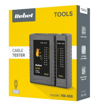Testador de Rede RJ11, RJ12, RJ45 - REBEL RB-468