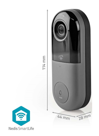 Vídeo Porteiro SmartLife Full HD 1080p Wi-Fi c/ 4 Melodias (Preto/Cinza) - NEDIS