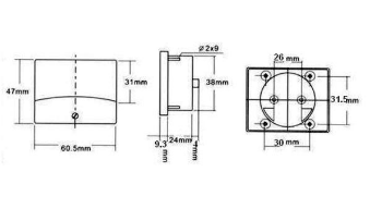 Voltímetro de Painel 150V AC (60x47mm)