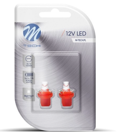 Blister 2x Lampadas LED B8.5d (Quadrante) - Vermelho
