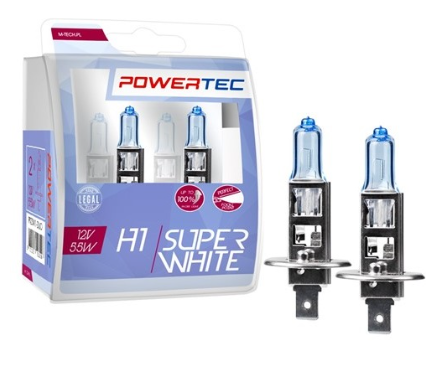 Blister 2x Lampadas Halogeneo (SUPER WHITE) H1 12V 6000K - POWERTEC