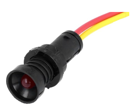 Avisador LED 12/24VDC - 12/24VAC (Ø10mm) c/ Fios - Vermelho