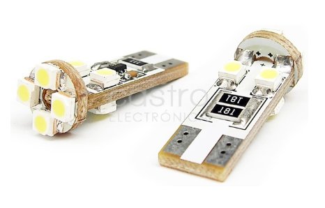 Blister 2x Lampadas T10/W5W 8 LEDs SMD 12V Branco 6000K CANBUS - M-TECH