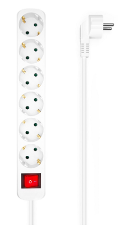 Extensão Sextupla c/ Interruptor Branco (1,4 mts) - AISENS