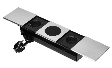 Extensão Dupla Oculta c/ Tampa Deslizante + Carregador Indução s/ Fios 15W (Prateado) - ORNO