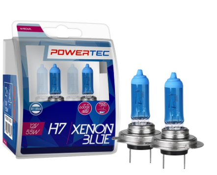 Pack 2x Lampadas Halogeneo (XENON BLUE) p/ Automóvel H7 55W 12V - POWERTEC