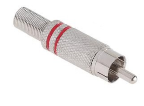 Ficha RCA Macho Metálica c/ Anel Vermelho