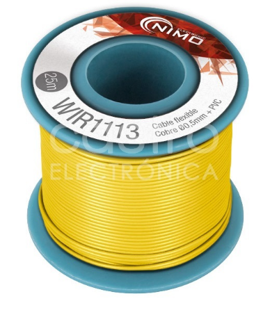 Bobine Fio Flexivel Cobre 0,5mm (Amarelo) p/ Montagens - 25 mts