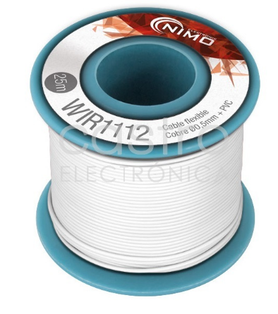Bobine Fio Flexivel Cobre 0,5mm (Branco) p/ Montagens - 25 mts
