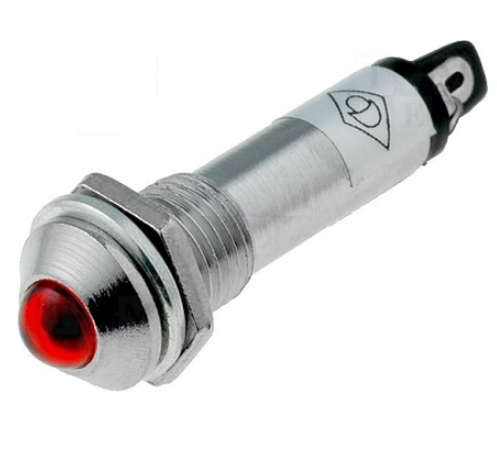 Avisador Metálico em LED 12VDC (Ø8,2mm) - Vermelho