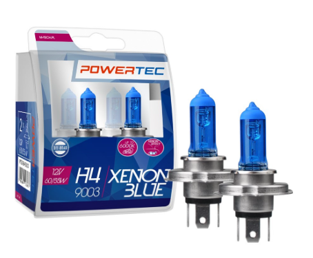 Pack 2x Lampadas Halogeneo (XENON BLUE) p/ Automóvel H4 55W 12V - POWERTEC