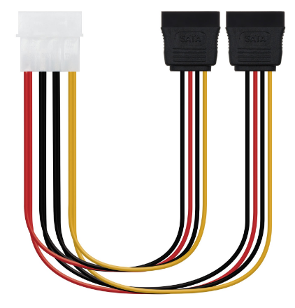 Cabo de Alimentação Interno MOLEX 4pin/M-2xSATA/F (20cm) - Nanocable