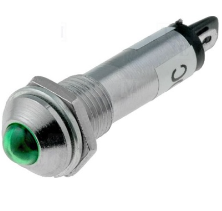 Avisador Metálico em LED 12VDC (Ø8,2mm) - Verde
