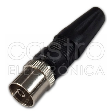 Ficha TV Fêmea c/ Protecção (Preto)