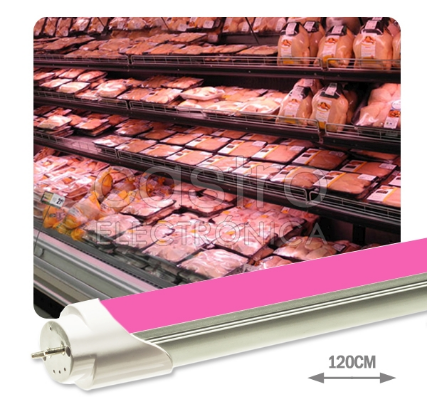 Tubo de LEDs T8 Opalino 1,20 mts 220V 18...20W Rosa (p/ Talho) 1850Lm