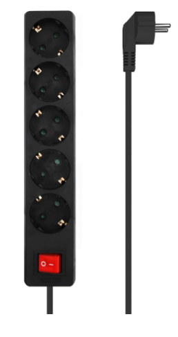 Extensão Quintupla Preto c/ Interruptor (1,4 mts) - AISENS