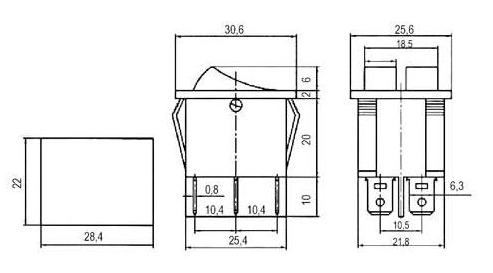 Interruptor basculante duplo luminoso ON-OFF 230VAC 16A vermelho