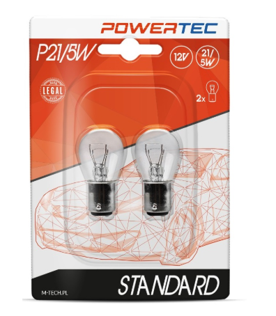 Blister 2x Lampadas Halogéneo P21/5W 12V BAY15d - POWERTEC