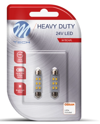 Blister 2x Lampadas 24V C5W 6 LEDs SMD2835 41mm Branco F. 6000K - M-TECH