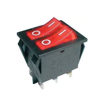 Interruptor basculante duplo luminoso ON-OFF 230VAC 16A vermelho