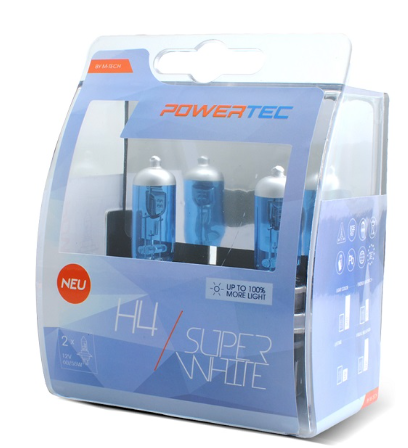 Pack 2x Lampadas Halogeneo (SUPER WHITE) p/ Automóvel H4 55W 12V - M-TECH
