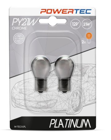 Blister 2x Lampadas Halogéneo PY21W 12V BAU15s (Chrome) - POWERTEC