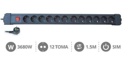 Extensão Protetora 12 Tomadas 3500W c/ Interruptor (1,5 mts) - GSC