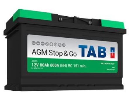 Bateria AGM Stop & Go p/ Automóvel 12V 80Ah (315 x 175 x 190mm)