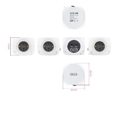 Extensão de 3 Tomadas c/ 4 USB (2 USB A + 2 USB-C) - Nanocable