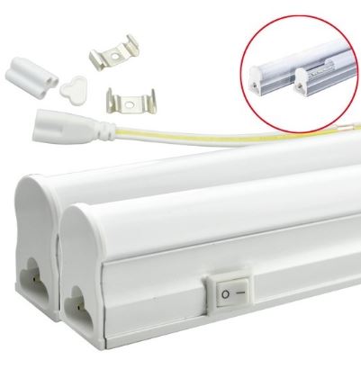 Armadura LED T5 5W 220V 4000K 500Lm Opalina c/ Interruptor (30cm)