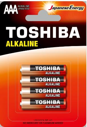 Blister 4 Pilhas Alcalinas 1,5V LR03 AAA - TOSHIBA