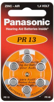 Pack 6x Pilhas p/ Aparelhos Auditivos - PR13/PR48/AZA13 - PANASONIC