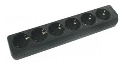 Tomada Sextupla s/ Fio - Preto