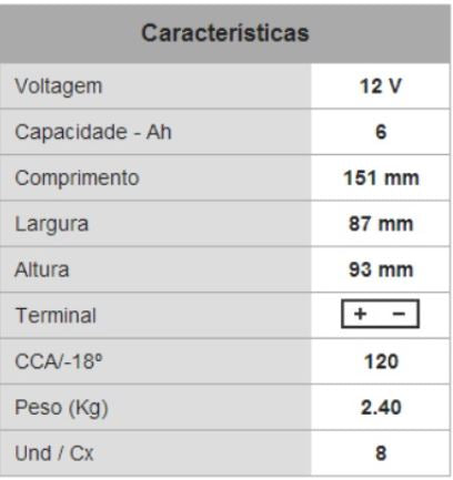 Bateria PB p/ Mota 12V 6Ah