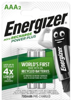Blister 2x Pilhas Recarregáveis AAA 700mAh Power Plus HR03 - ENERGIZER