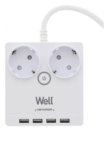 Extensão Protectora Dupla 36800W c/ 4x USB (3 mts) - WELL