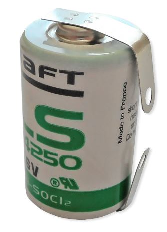 Pilha Litio Li-SOCl2 1/2AA 3,6V 1200mAh c/ Patilhas - SAFT